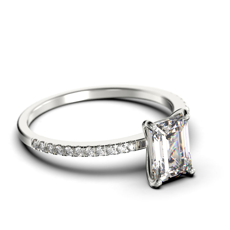 Art Deco 2.00 Carat Emerald Cut Diamond Moissanite Engagement Ring Set, Wedding Ring In 10k/14k/18k gold Feminine Gift, Promise Ring, Anniversary Gift