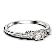 Salt And Pepper Minimalist 0.75 Carat Round Cut Diamond Moissanite Engagement Ring, Dainty Wedding Ring In 10k/14k/18k gold, Gift For Her, Promise Ring Anniversary Ring
