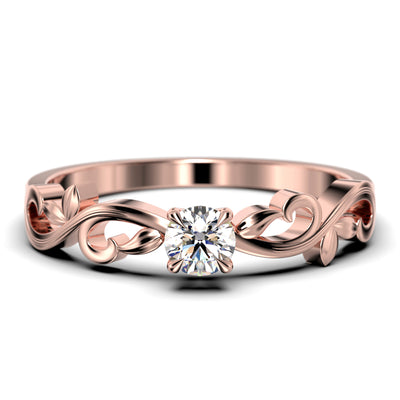 Art Nouvea Twisted 0.50 Carat Round Diamond Moissanite Engagement Ring, Antique Design Wedding Ring In 10k/14k/18k gold, Gift For Her, Promise Ring, Anniversary Ring