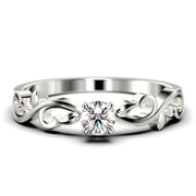 Art Nouvea Twisted 0.50 Carat Round Diamond Moissanite Engagement Ring, Antique Design Wedding Ring In 10k/14k/18k gold, Gift For Her, Promise Ring, Anniversary Ring