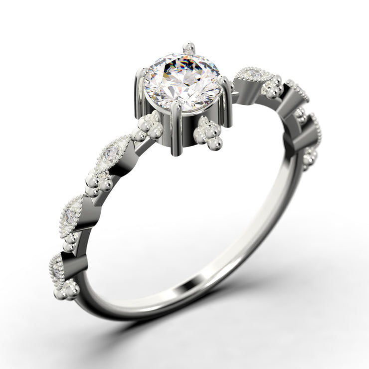 Dazzling Boho & Hippie 1.25 Carat Round Diamond Moissanite Engagement Ring, Wedding Ring In 10k/14k/18k gold, Affordable Gift For Woman, Promise Ring, Anniversary Gift