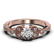 Unique Boho & Hippie 1.50 Carat Round Cut Diamond Moissanite Engagement Ring, Wedding Ring In 10k/14k/18k gold, Leaf Ring, Gift For Her, Promise Ring, Anniversary Gift