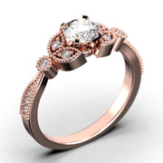Unique Boho & Hippie 1.50 Carat Round Cut Diamond Moissanite Engagement Ring, Wedding Ring In 10k/14k/18k gold, Leaf Ring, Gift For Her, Promise Ring, Anniversary Gift