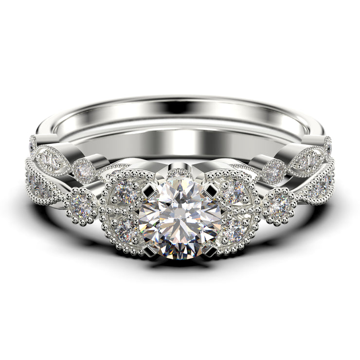 Bridal Set 2.00 Carat Round Cut Diamond Moissanite Engagement Ring
