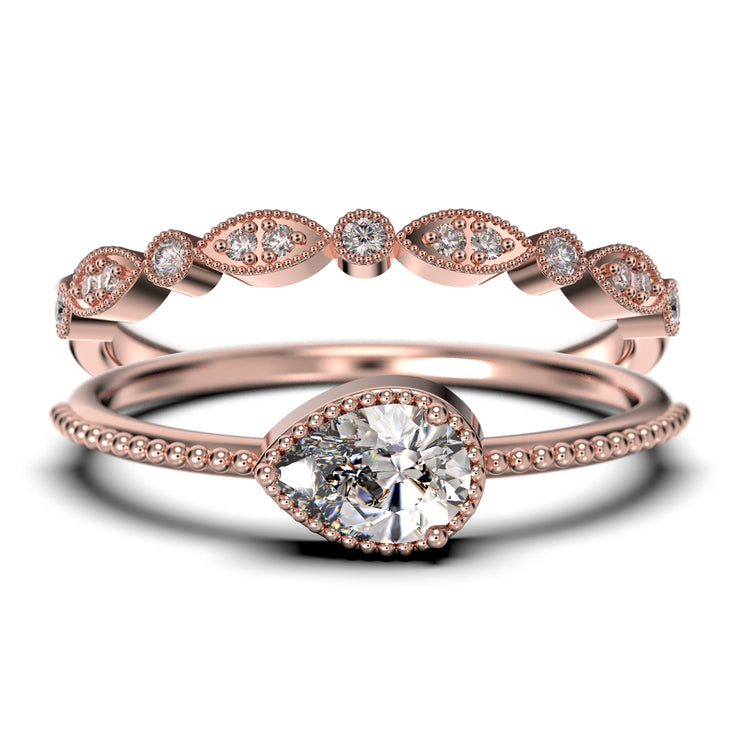 Minimalist 1.60 Carat Pear Cut Diamond Moissanite Classic Engagement Ring, Modern Wedding Ring in 10k/14k/18k Solid Gold,  Promise Ring, Dainty Ring, Anniversary Ring, Bridal Rings Set