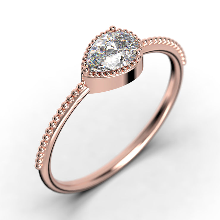 Dainty Ring 1.10 Carat Pear Cut Diamond Moissanite Classic Engagement Ring, Modern Wedding Ring In 10k/14k/18k gold, Gift For Her, Promise Ring, Anniversary Ring