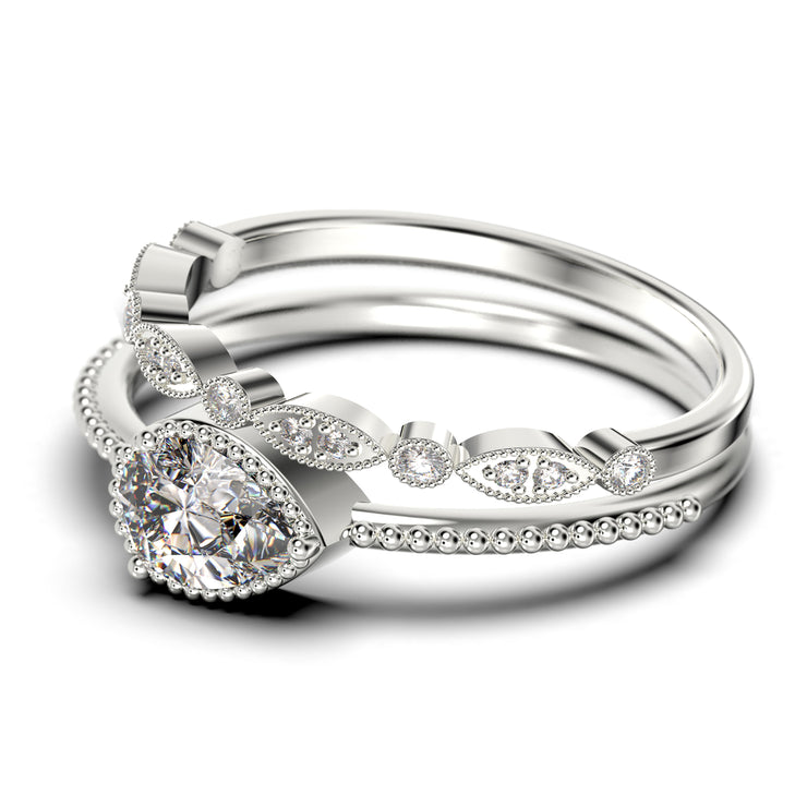 Minimalist 1.60 Carat Pear Cut Diamond Moissanite Classic Engagement Ring, Modern Wedding Ring in 10k/14k/18k Solid Gold,  Promise Ring, Dainty Ring, Anniversary Ring, Bridal Rings Set