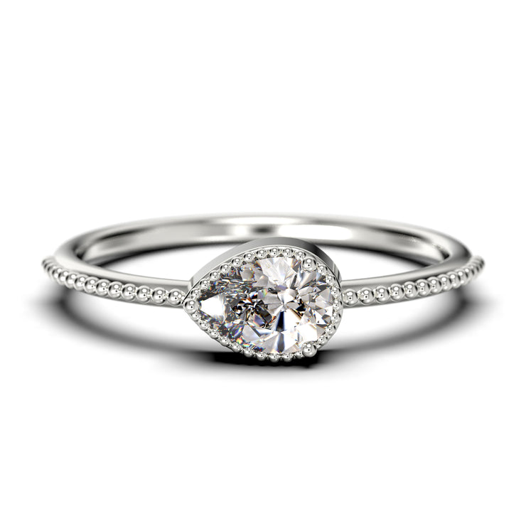 Dainty Ring 1.10 Carat Pear Cut Diamond Moissanite Classic Engagement Ring, Modern Wedding Ring In 10k/14k/18k gold, Gift For Her, Promise Ring, Anniversary Ring
