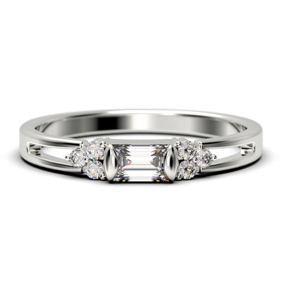 Classic Minimalist 1.00 Carat Baguette Cut Diamond Moissanite Engagement Ring, Split Shank Wedding Ring In 10k/14k/18k gold Gift For Her, Promise Ring, Anniversary Ring