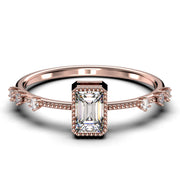 Promise Ring 1.25 Carat Emerald Cut Diamond Moissanite Thin Engagement Ring, Slim Wedding Ring In 10k/14k/18k gold Gift For Her, Holiday Gift, Anniversary Ring