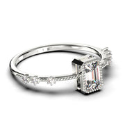 Promise Ring 1.25 Carat Emerald Cut Diamond Moissanite Thin Engagement Ring, Slim Wedding Ring In 10k/14k/18k gold Gift For Her, Holiday Gift, Anniversary Ring