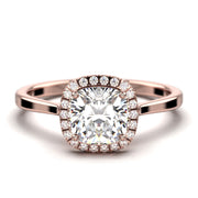 Dazzling Halo 1.55 Carat Cushion Cut Diamond Moissanite Engagement Ring, Wedding Ring In 10k/14k/18k gold Shank Gift For Her Promise Ring, Anniversary Ring