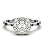 Dazzling Halo 1.55 Carat Cushion Cut Diamond Moissanite Engagement Ring, Wedding Ring In 10k/14k/18k gold Shank Gift For Her Promise Ring, Anniversary Ring
