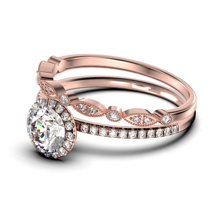 Dainty Art Deco
 2.00 Carat Round Cut Diamond Moissanite Moissanite Engagement Ring, Wedding Ring in 10k/14k/18k Solid Gold,  Bridal Set, Promise Ring