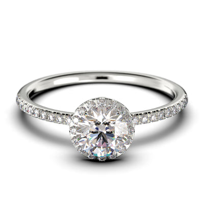Art Deco 1.50 Carat Round Cut Diamond Moissanite Engagement Ring Wedding Ring In 10k/14k/18k gold, Gift For Her, Feminine Gift, Promise Ring, Anniversary Gift