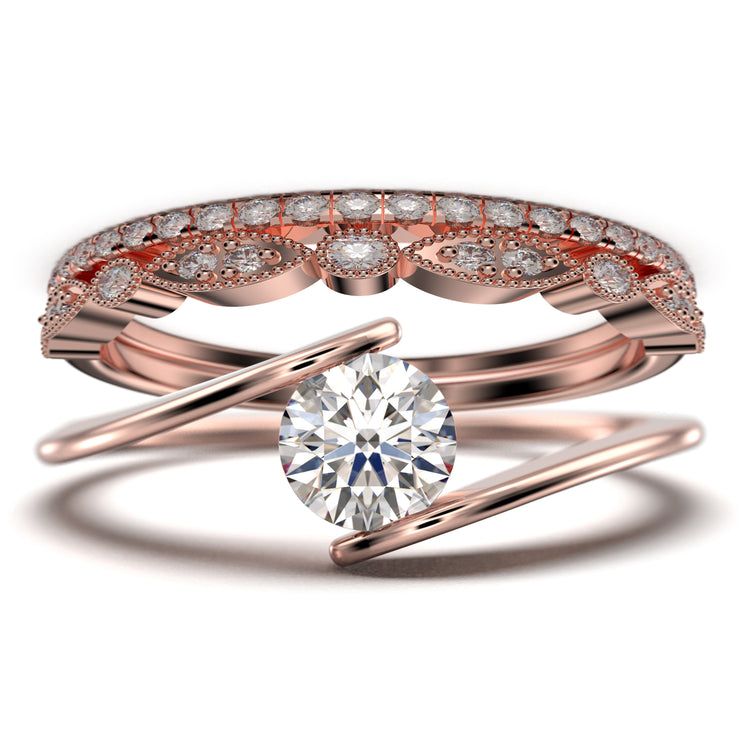 Rose Gold Solitaire Ring 2 Ct Wedding Ring Rose Promise 