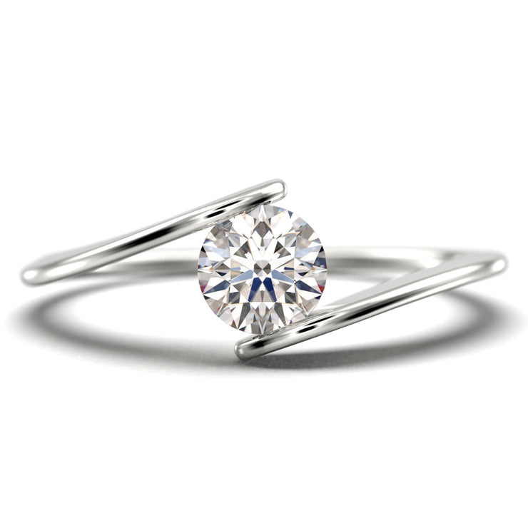 Gorgeous Solitaire 1 Carat Round Cut Diamond Moissanite Unique Engagement Ring, Classic Wedding Ring In 925 Sterling Silver With 18K Gold Plating Band, Gift For Her, Promise, Anniversary Ring