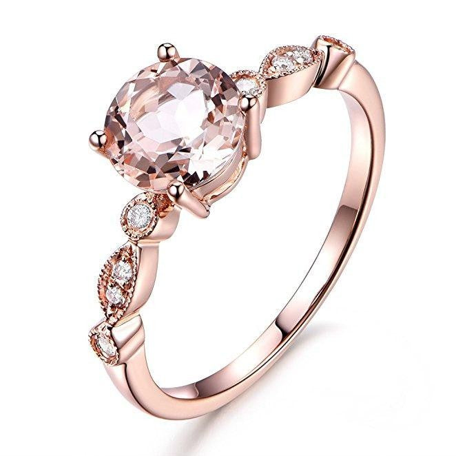 Art Deco Antique Design Carat Round Cut Peach Pink Morganite
