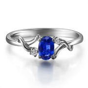 Sapphire and Moissanite Engagement Ring on 10k White Gold