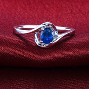 Solitaire Sapphire Wedding Ring on 10k White Gold