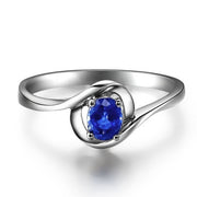 Solitaire Sapphire Wedding Ring on 10k White Gold