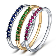 Stackable set of 3 Gemstones Ruby, Sapphire and Emerald Wedding Ring Bands for Women