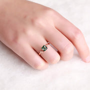 Unique 1.50 Carat Emerald and Moissanite Diamond Infinity Engagement Ring in Yellow Gold