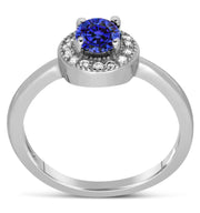 Unique 1.50 Carat Halo Sapphire and Moissanite Diamond Engagement Ring in White Gold
