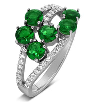 Unique 2 Carat Green Emerald and Moissanite Diamond Ring for Women